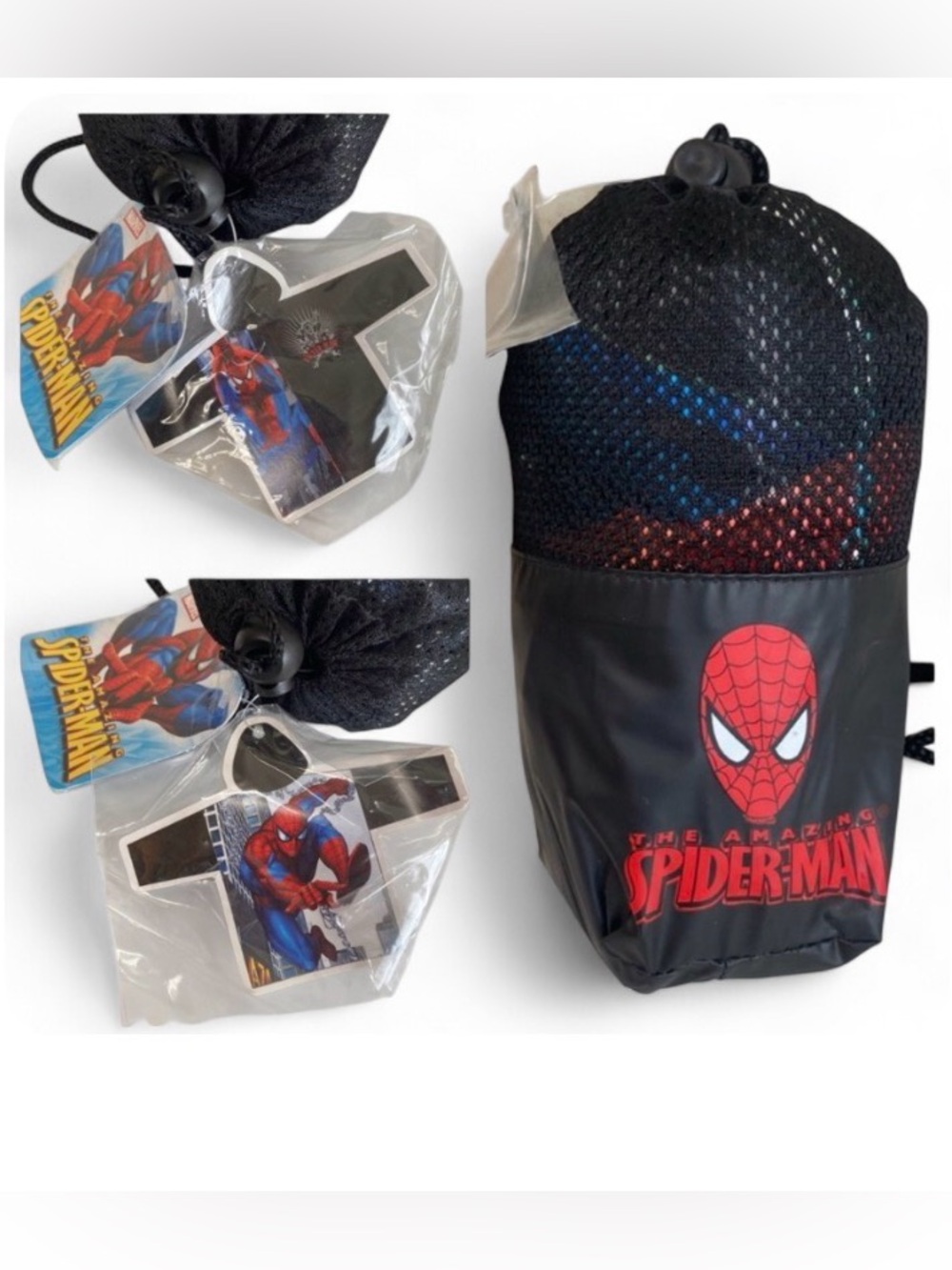 Disney Marvel Spider-Man Kids Raincoat Hooded PVC Jacket w Bag Youth M/L